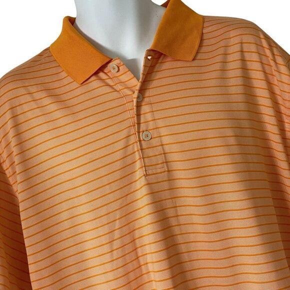 Ashworth Golf Polo Shirt Men's Extra Large Orange Stripe Lightweight Casual - Picture 2 of 5
